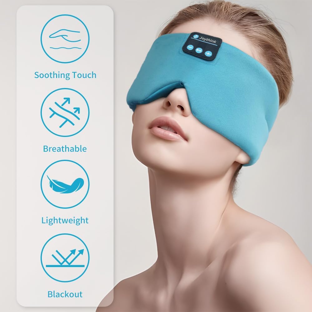 Joythink Sleep Headphones Bluetooth Sleep Mask Silk Kids Children Wireless Headband Headphones for Sleeping Travel Adjustable Sleeping Eye Mask with Thin Speaker