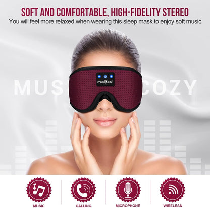 MUSICOZY Sleep Headphones Bluetooth 5.4 Headband Sleeping Eye Mask for Mom Women Men Wireless Music Earbuds Earphones for Side Sleepers Built-in HD Speakers Cool Gadgets Unique Gifts