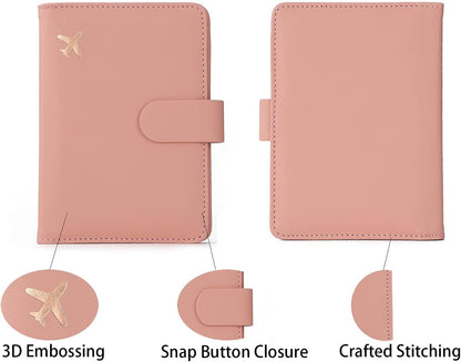 Melsbrinna Rfid Passport Holder for Travel women/Men, Cute Passport Wallet Rfid Blocking Card Slots, Rfid Passport Cover/CaseTravel Wallet, Passport Book Holder (1, Pink)