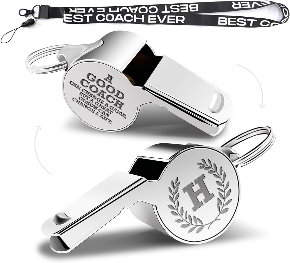 Letters Coach Gifts, Whistle for Coaches, Whistle Emergency, Thank You Coach Gifts, Coaches Whistle with Lanyard Cheer Coach Gift for Men Women Teachers Referees School Sports Coach Outdoor, Letter H