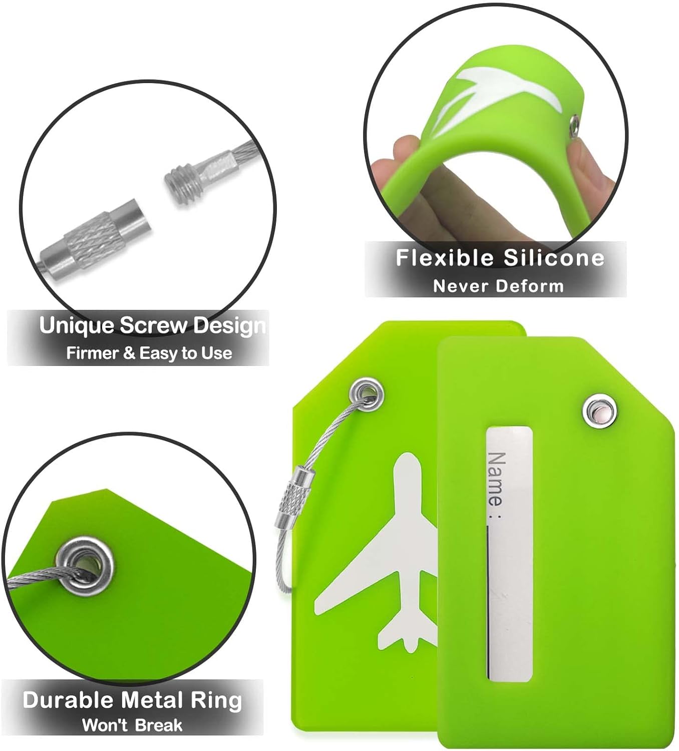 Luggage Tags for Suitcases, Quickly Spot 8Pcs Luggage Identifier Tags, Travel Essentials Accessories Name Tags for Backpacks, Suitcases, Bags, Baggage, Cruise - Flexible Silicone (Green)