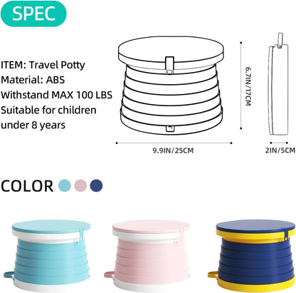 Travel Potty Seat Fold-and-Go Portable Training Toilet for Baby, Kids, Toddlers, Foldable Easy to Use, Durable and Strong, Ideal for Indoor, Travel, Camping, and Outdoor Activities