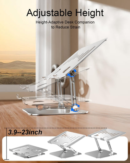 Laptop Stand for Desk Adjustable Computer Stand Foldable Laptop Riser Notebook Holder Adjustable Height for MacBook PC Computer Notebook Office Desk Accessories 10-17 Inch