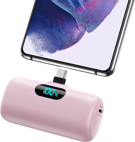 [2-Pack] Mini Portable Charger 5000mAh Power Bank,3A PD USB C Cell Phone Portable Power, LCD Display Battery Pack Compatible with iPhone 16/15/15 plus/15 pro/15 pro Max/Android/Samsung/Moto/LG etc