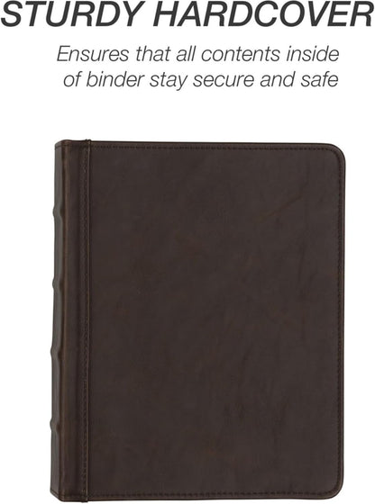 Samsill Vintage Leather Mini 3 Ring Binder 1 Inch Round Ring (Holds 200 Sheets), 5.5 x 8.5 Inch Documents, Professional Organizer, Planner, Notebook, Brown