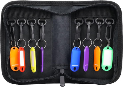 Portable Zippered Key Organizer, Fireproof Key Case with 8 Key Hooks and Tags,Waterproof Key Binder,Portable Key Storage for Estate Sales Hotel Executives and Car Service