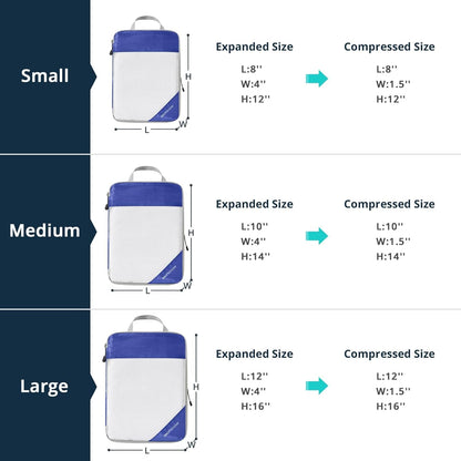 Compression Packing Cubes 6 Set, Compressible Space-Saving Packing Cubes for Travel - Compression Bags, Luggage Organizer, Travel Essentials for Women, Royal Blue