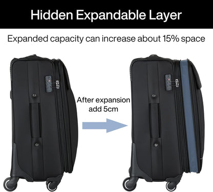 Hanke 20 Inch Expandable Carry On Luggage 22x14x9 Airline Approved Softside Suitcases with Wheels Lightweight Travel Luggage Rolling Suitcase with Lock for Men and Women.(Coffee)