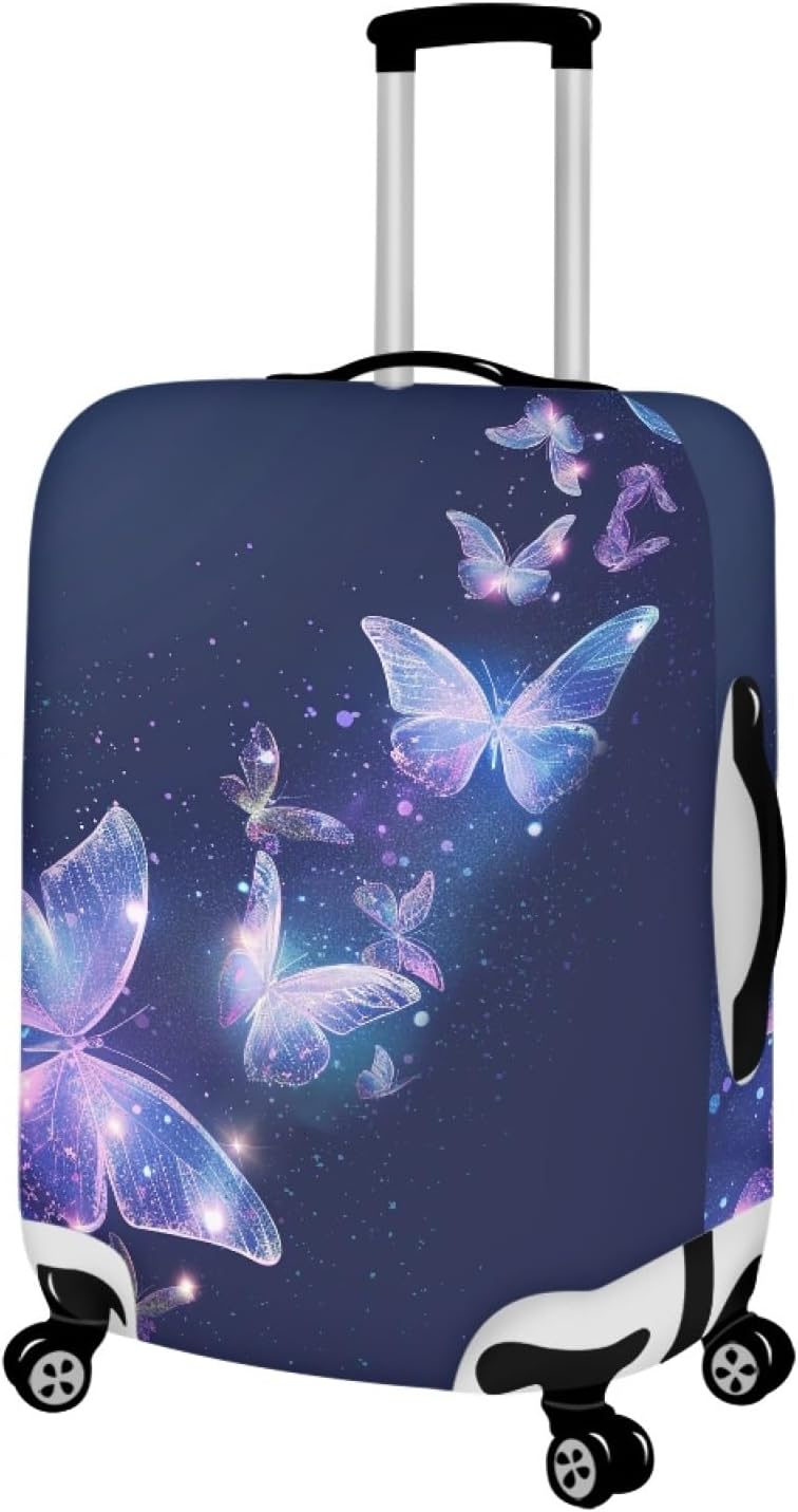 Travel Luggage Cover Anti-scratch Baggage Suitcase Protector Fits 18-21 Inch Luggage, Purple Crystal Butterfly