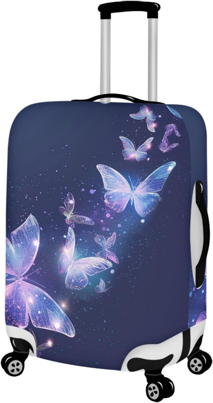 Travel Luggage Cover Anti-scratch Baggage Suitcase Protector Fits 22-25 Inch Luggage, Purple Crystal Butterfly