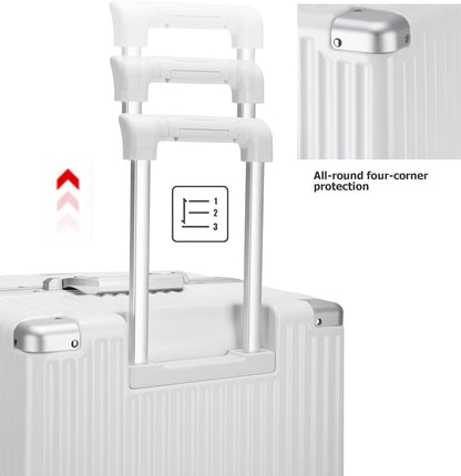 feilario 29in Super Large Captain Aluminum Frame Hardside Spinner Wheels Luggage, Removable Wheels Zipperless Checked Suitcase with Cup Holder/Phone Holder