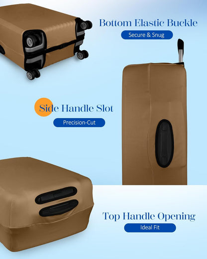 Slohif Luggage Cover for Suitcase Tsa Approved Protector - Luggage Sleeve Suit Case Cover Travel Stretch Large Baggage Case Protective Washable Fit 22-24 Inch Brown