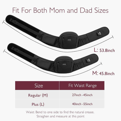 Momcozy Hip Seat Baby Carrier - Adjustable Waistband with Original 3D Belly Protector, Ergonomic Carrier with Various Pockets for Newborns & Toddlers up to 45lbs (Black, Large)