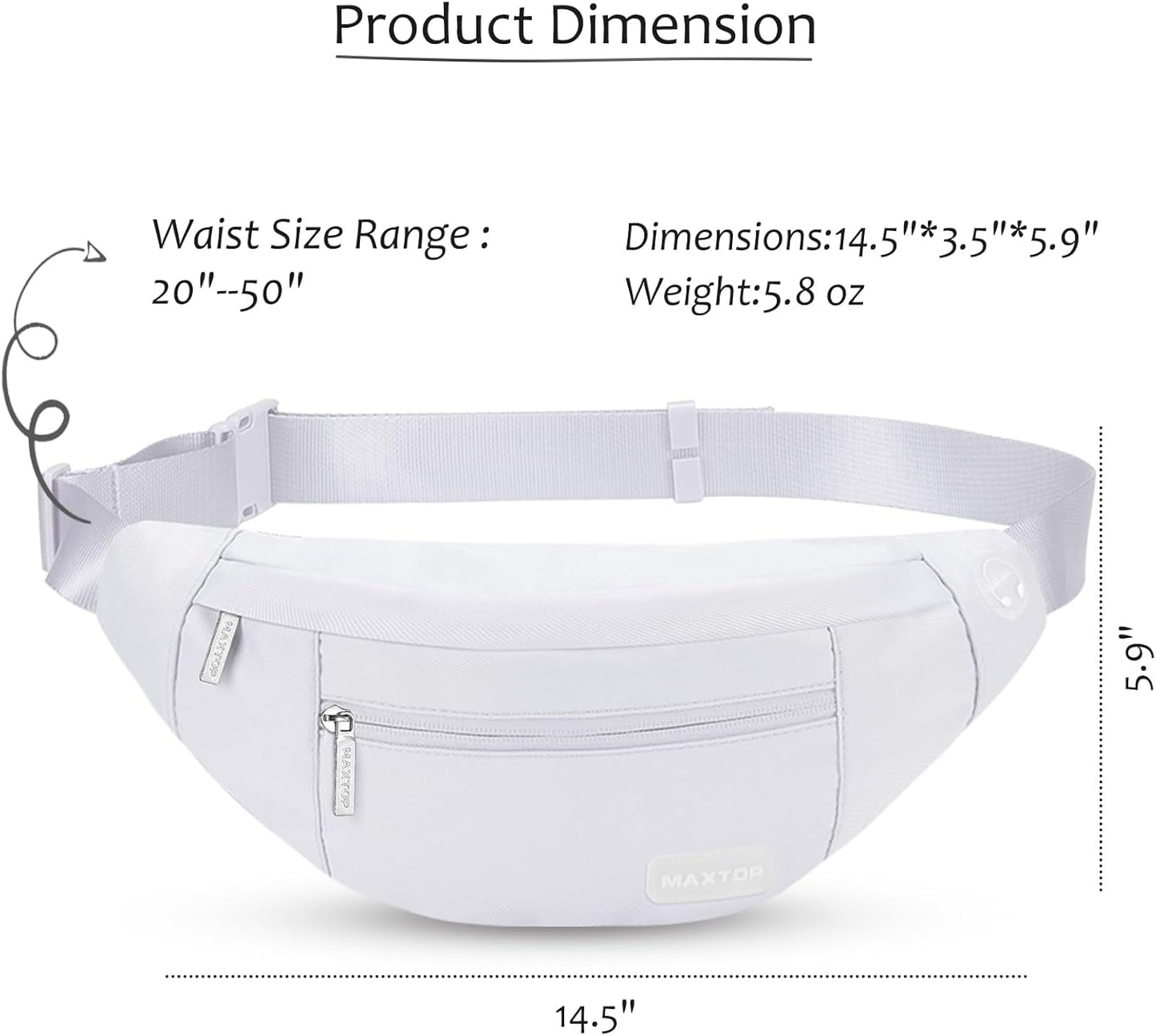 MAXTOP Large Crossbody Fanny Pack with 4-Zipper Pockets,Gifts for Enjoy Sports Festival Workout Traveling Running Casual Hands-Free Wallets Waist Pack Phone Bag Carrying All Phones