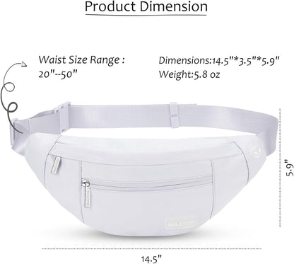 MAXTOP Large Crossbody Fanny Pack with 4-Zipper Pockets,Gifts for Enjoy Sports Festival Workout Traveling Running Casual Hands-Free Wallets Waist Pack Phone Bag Carrying All Phones