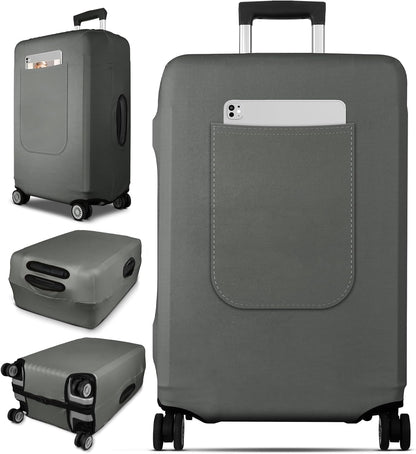 Slohif Luggage Cover for Suitcase Tsa Approved Protector - Luggage Sleeve Suit Case Cover Travel Stretch Large Baggage Case Protective Washable Fit 22-24 Inch Gray