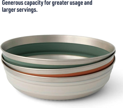 Sea to Summit Detour Stainless Steel Collapsible Bowl, Large (31 fl oz), Laurel Wreath Green