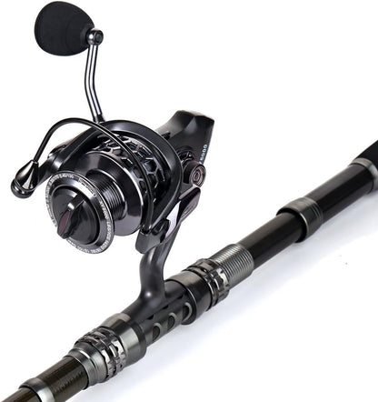 Sougayilang Fishing Rod Reel Combo with Telescopic Fishing Pole Spinning Reel Carrier Bag for Travel Saltwater Freshwater Fishing