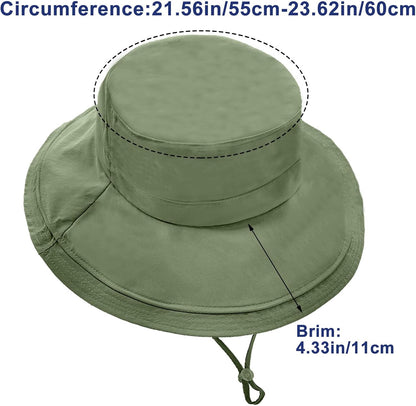 Sun Hats for Women Wide Brim Ponytail UV Protection Beach Hat Packable Waterproof Bucket Hat for Travel Hiking Gardening