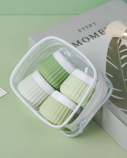 Travel Containers for Toiletries 4 Pack, TSA Approved Travel Size Toiletries, With Clear Bag Leak Proof Silicone Jars, Creams Jars Carrying Small Items