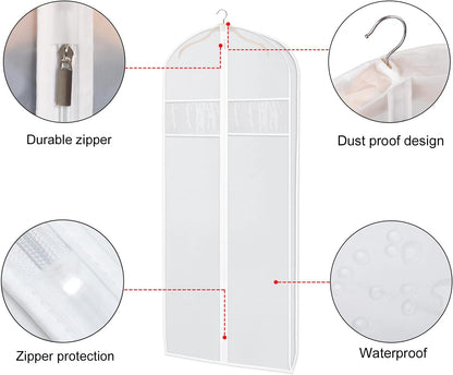 Zilink Dress Garment Bags for Storage 72-inch with Clear Window and 3" Gusset Dress Cover Bag for Long Evening Dresses,Fur Coat, Long Dress Gown Closet Storage