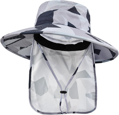 Sun Hats for Men Women Fishing Hat UPF 50+ Breathable Wide Brim Bucket Hats Summer UV Protection Safari Hat with Neck Flap