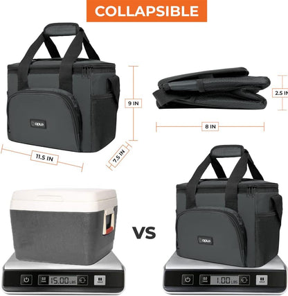 OPUX Soft Cooler Bag, Insulated Collapsible Soft Sided Cooler Lunch Cooler Bag for Men Work Camping Beach Travel, Leakproof Lunch Box 18 Cans, Gray