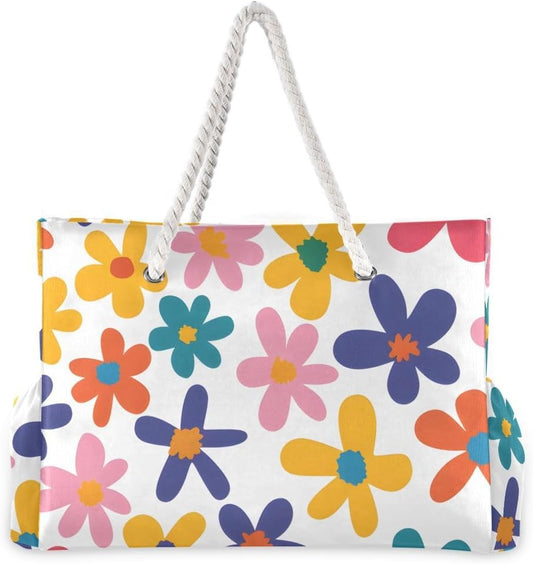 senya Large Beach Bags Totes Canvas Tote Shoulder Bag Soft Wave Water Resistant Bags for Gym Travel Daily Ocean