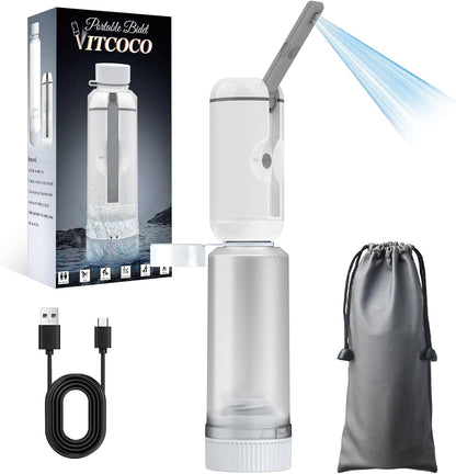 Portable Bidet for Travel, VITCOCO Rechargeable Travel Bidet Handheld Sprayer, Waterproof High Pressure Bidet for Personal Hygiene Cleaning, Soothing Postpartum Care(White)