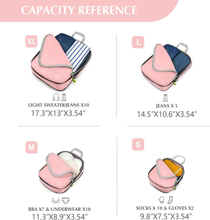 Gonex Compression Packing Cubes, 3pcs/4pcs Expandable Storage Travel Luggage Bags Organizers