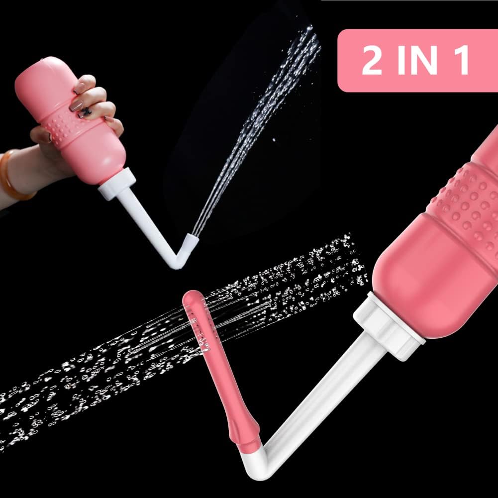 2PCS Vaginal Irrigation Intimate Wash for Women,Portable Bidet Travel Bidets ,Peri Bottle for Postpartum Care (Pink+Green)