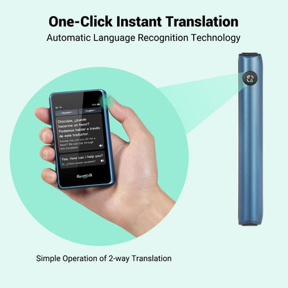 Timekettle, Fluentalk T1 Mini Translator Device No WiFi Needed, Built in 1-Year Global Mobile Data, Supports 40 Languages and Photo Translation, Instant Language Translator for Travelling Blue