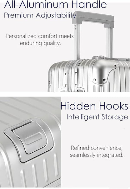 HotWay 20 Inch All Aluminum Carry On Luggage with Wheels, Hard Shell Zipperless Suitcase with TSA Locks, Gold Travel Luggage (22x14x9 Airline Approved)