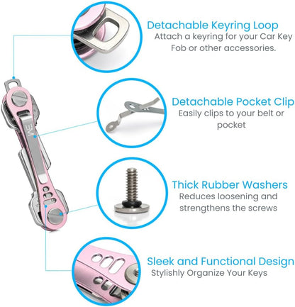 EM Premium Products Compact Key Holder - Pocket Key Organizer - 14 Keys Key Bar
