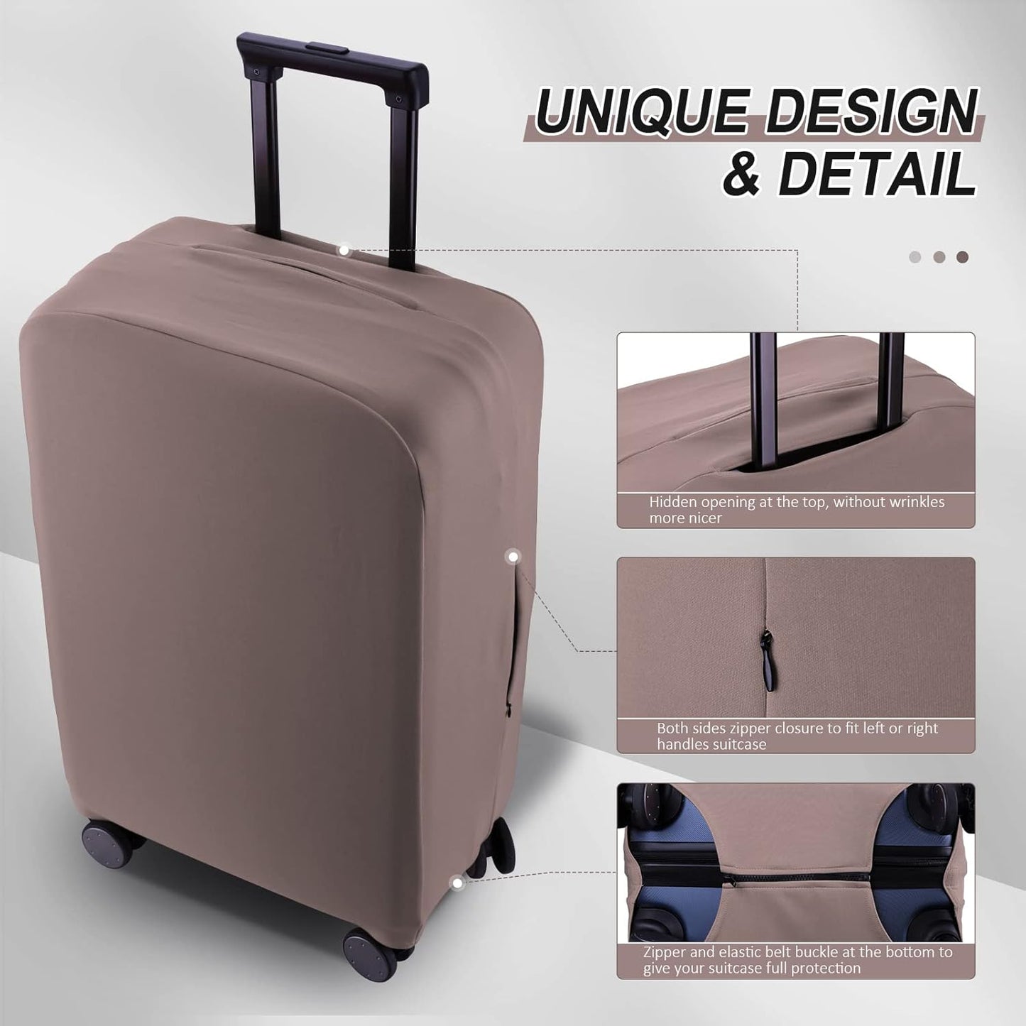 Travel Luggage Cover Suitcase Protector Scratch-Resistant Fit 19-31 Inch, Not Included Suitcase (Khaki, SX(22-23 inch))