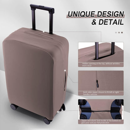 Travel Luggage Cover Suitcase Protector Scratch-Resistant Fit 19-31 Inch Suitcase, Not Included Suitcase (Khaki, 2XL(30-31 inch))