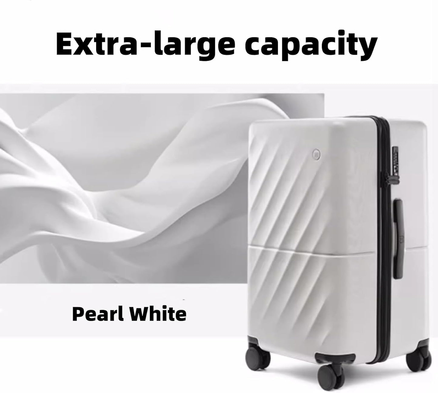 Trunk Luggage 26 Inch, Medium Checked Luggage with Double Spinner Wheels, Anti-Burst Zipper, Hard Case PC Suitcase, Lightweight Travel Luggage, TSA Approved (Pearl White, Hudson)