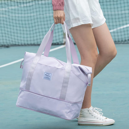 Travel Duffel Bag, Sports Tote Gym Bag, Shoulder Weekender Overnight Bag for Women