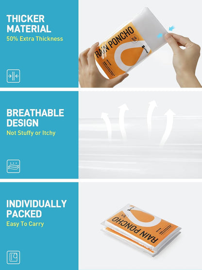 SaphiRose Disposable Rain Ponchos Emergency Clear Poncho