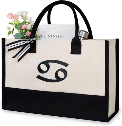TOPDesign Embroidery Constellation Canvas Bag for Women (Cancer)