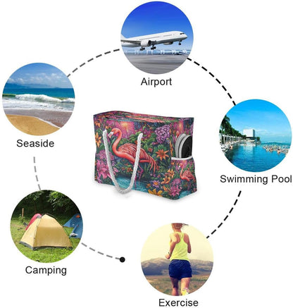 senya Large Beach Bags Totes Canvas Tote Shoulder Bag Soft Wave Water Resistant Bags for Gym Travel Daily Ocean
