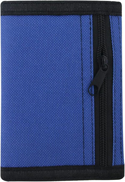 NEICY RFID Blocking Canvas Wallet for Men and Women - Camo Trifold Outdoor Sports Wallets with Magic Sticker for Teen Kids (Blue Set)