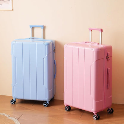Merax 28 Inch Checked Luggage, Lightweight & Expandable Hardshell ABS Suitcase with Spinner Wheels, TSA Lock, Corner Guards (Sky Blue)