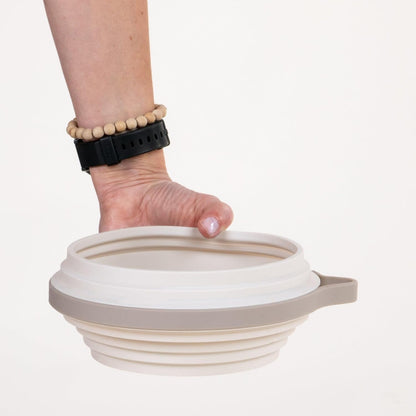 Nomad Large Collapsible Dog Bowl - 4 Cup Food-Safe Silicone Travel Bowl for Dogs, Portable & Sturdy, Food/Water, Dishwasher Safe - Sand