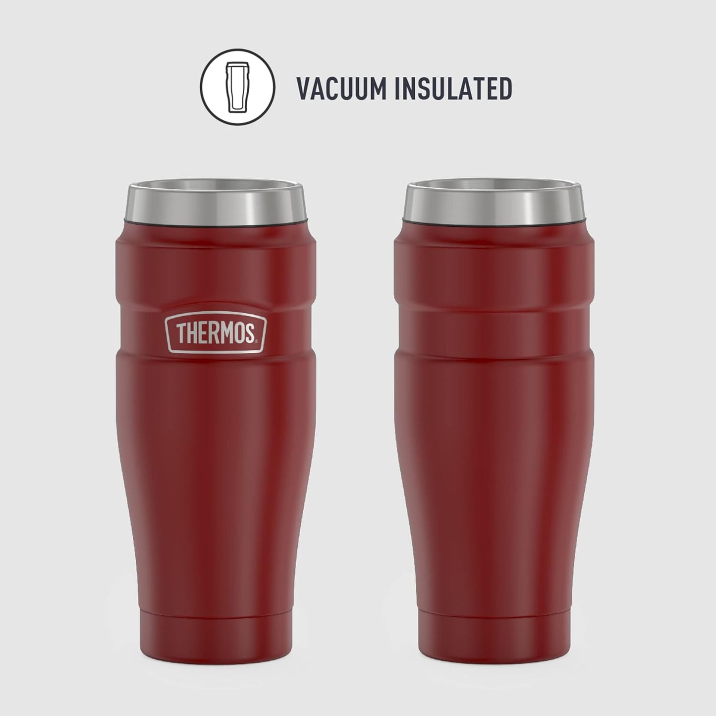 THERMOS Stainless King Vacuum-Insulated Travel Tumbler, 16 Ounce, Rustic Red (Pack of 4)