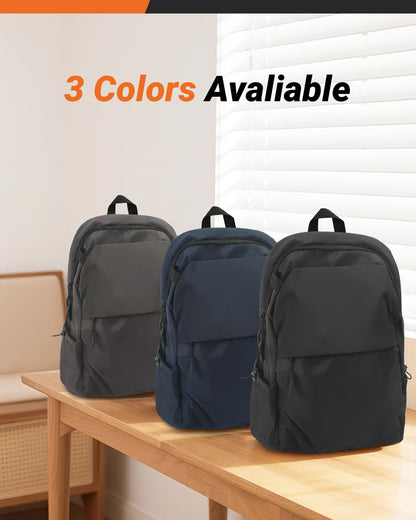 Multi-Pocket Laptop Backpack, 24L Capacity, Fits 14-inch Laptop, 16.9x12.6x5.5 inches, 1.1 lbs, Black/Navy/Gray (Black)