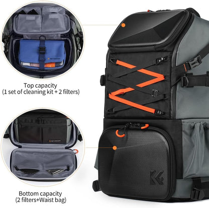 K&F Concept Camera Bag EVA Waterproof 2 in 1Camera Backpack Shoulder Bag 32L Large Capacity with Rain Cover Storage for 15.6" Laptop for Photography