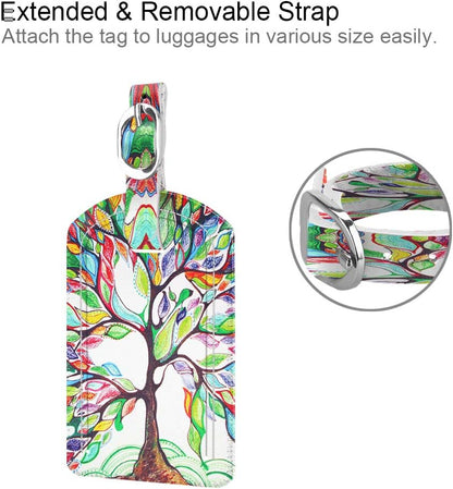 FINTIE 2 Pack Luggage Tags, Leather Name ID Labels with Privacy Cover for Travel Bag Suitcase, Theme - Love Tree