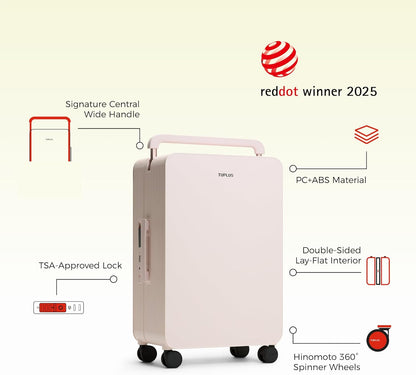 TUPLUS 24” Checked Hardside Luggage Lightweight ABS Travel Suitcase with Wide Handle Spinner Wheels TSA Combination Lock, Balance Series 2.0, Sakura Pink
