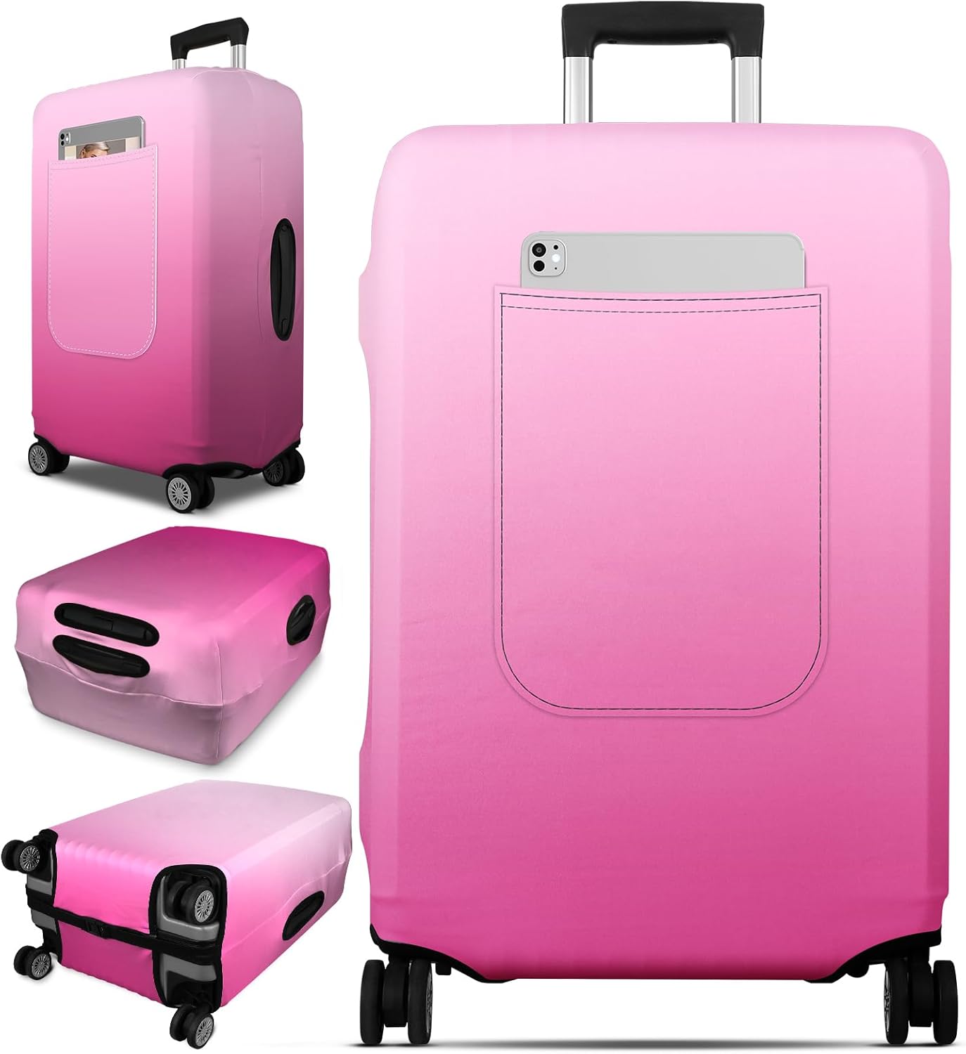 Slohif Luggage Cover for Suitcase Tsa Approved Protector - Luggage Sleeve Large Suit Case Cover Travel Stretch Baggage Case Protective Washable Fit 21-23 Inch Rose Gradient S